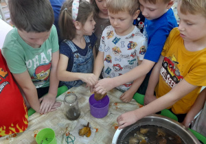 Julian, Maja i Antek sprawdzają czystość wody.