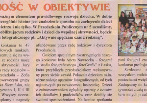 ekst artykułu wraz ze zdjęciem umieszczony w "Panoramie Łaskiej