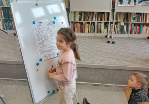 Zuzia stoi przy tablicy.